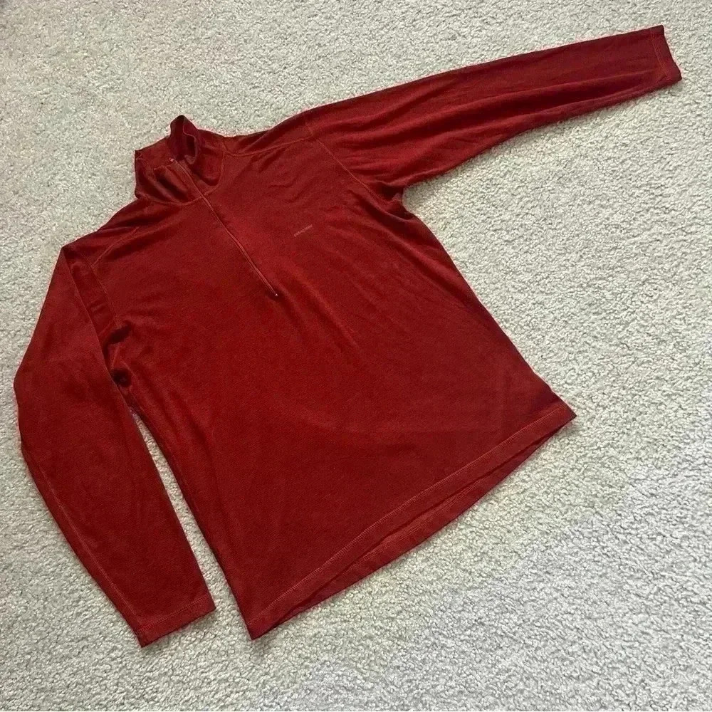 Patagonia Midweight Base Layer 1/4 Zip Pullover Shirt Men Medium Orange Outdoor